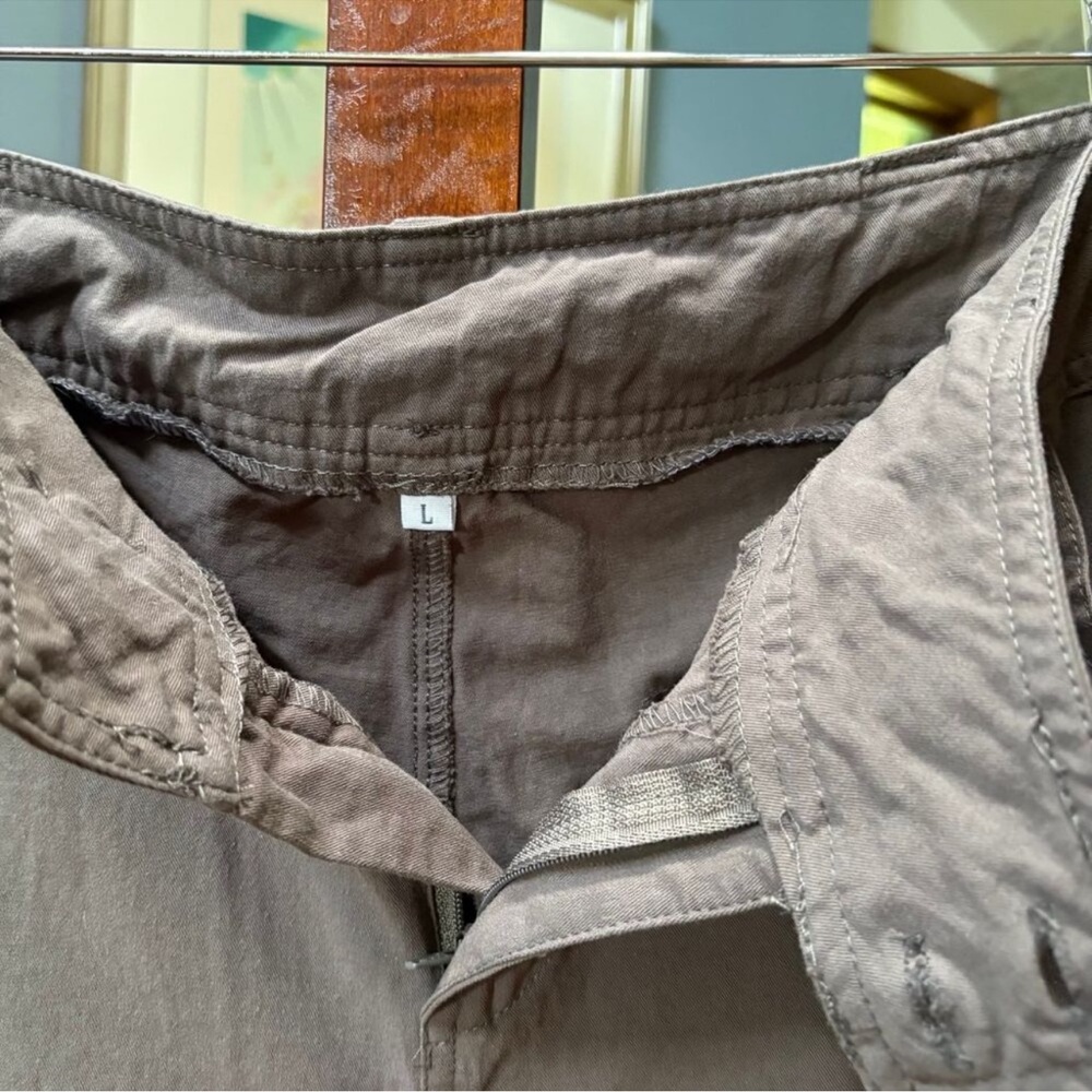 Women's Lightweight 100% Cotton Gray Cargo Pants size L - Picture 7 of 8